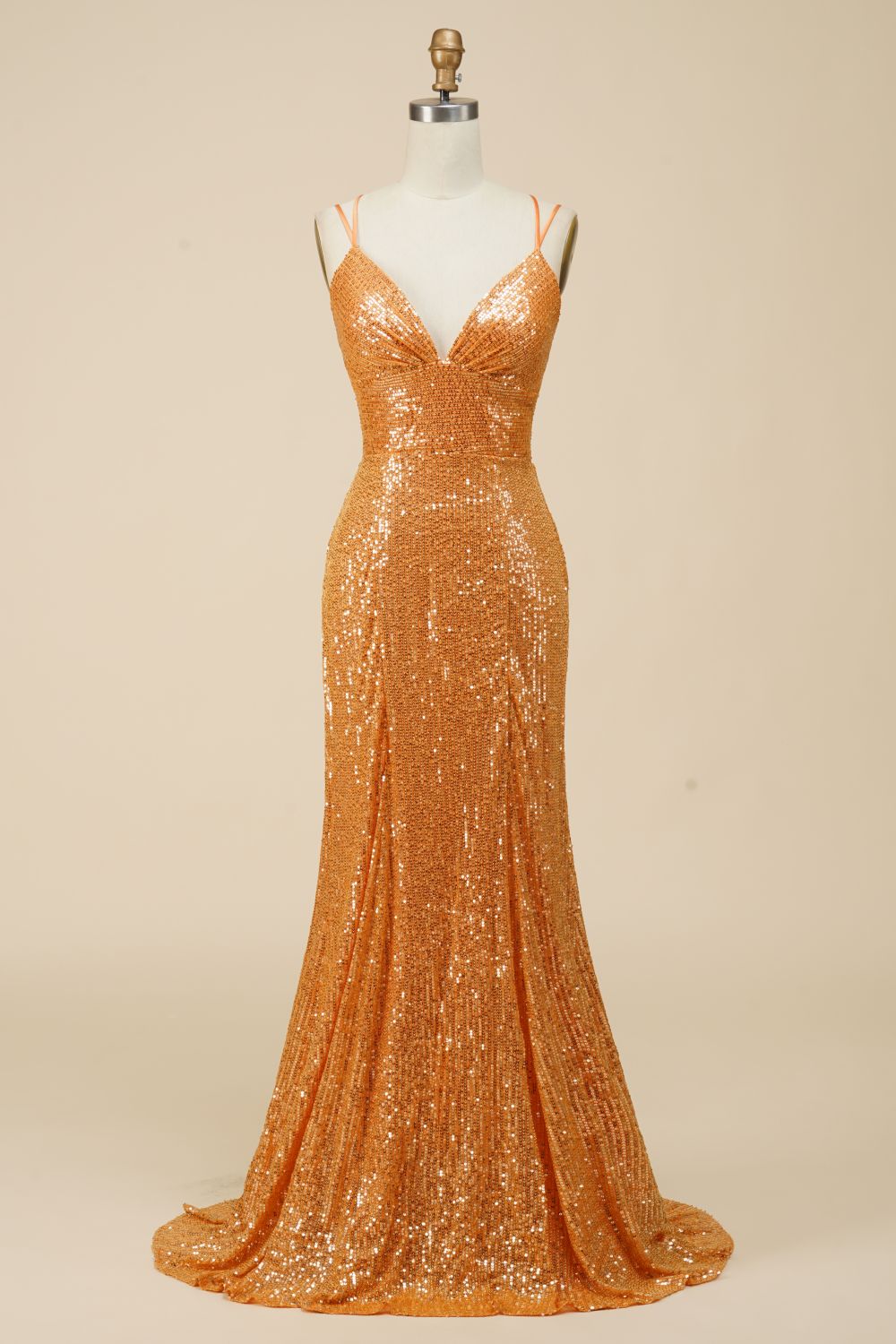 Hermoso vestido de fiesta largo con lentejuelas y escote en V de sirena de Weitese